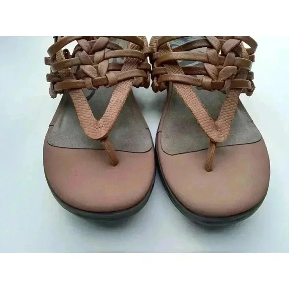 OTBT WOMEN'S BROWN WOVEN LEATHER AVIATE THONG SANALS 8.5M - Picture 3 of 8